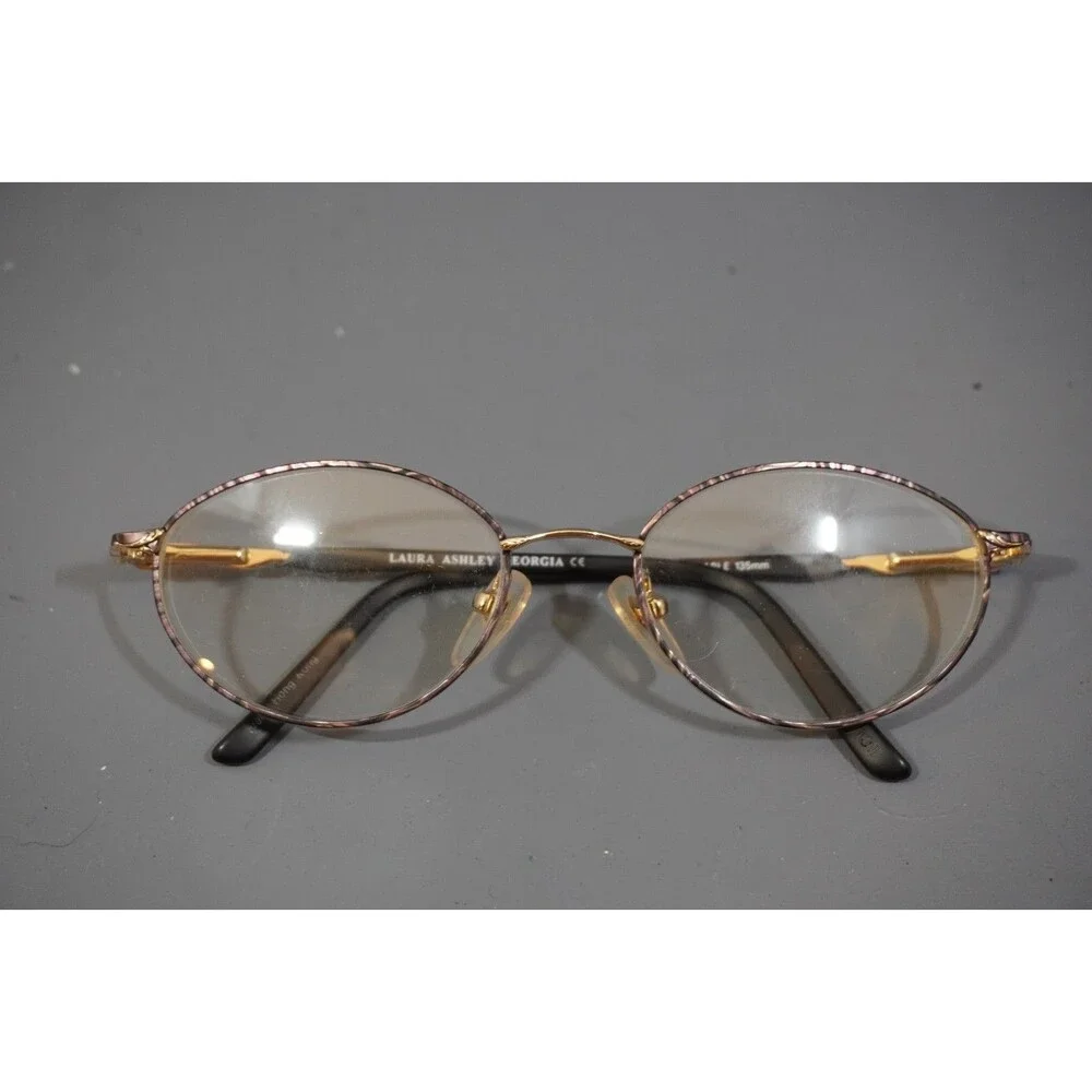 Laura Ashley Georgia SABLE Gold Purple 50-18 135 Vintage Oval Eyeglasses FRAMES
